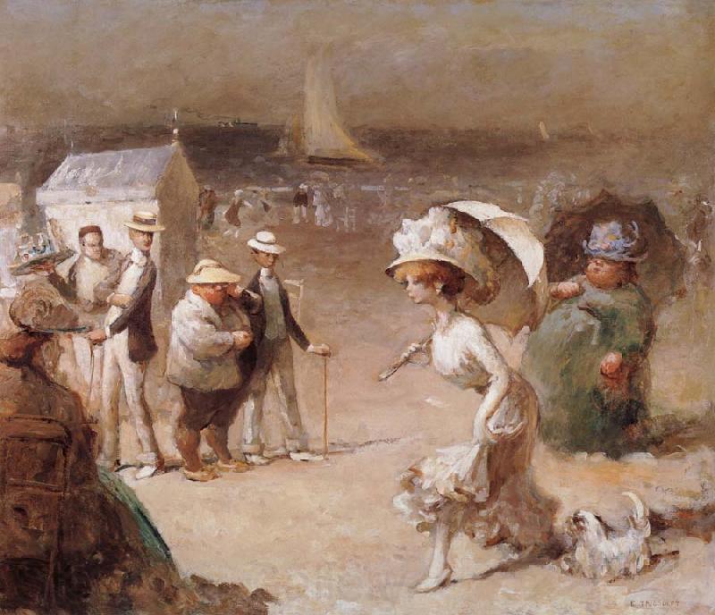 Trigoulet Eugene Elegantes sur la plage Spain oil painting art
